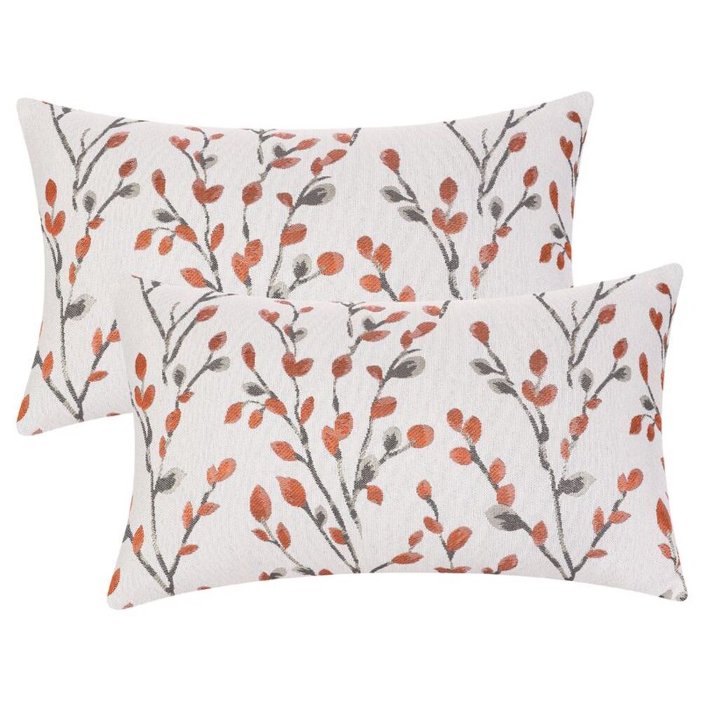 2pcs Throw Pillow Cover Decorative Floral Pillow Cases 12 x 20 Inch Orange